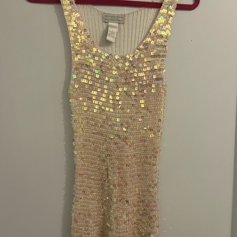 Sequin Embellished Cream Camisole